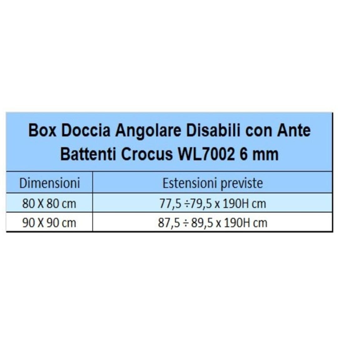 Box Doccia Angolare Disabili Ante Battenti Crocus Cristallo 6 mm Trasparente - 4