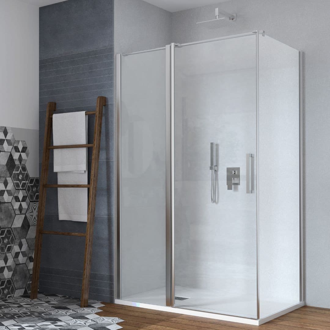 Parete Fissa Doccia Battente In Cristallo 6 Mm E Alluminio - 24