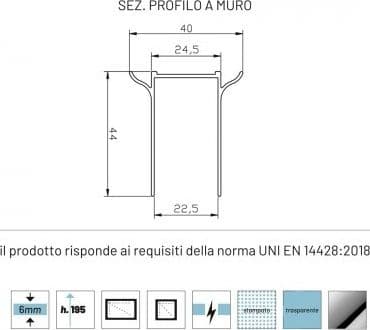 Lato Fisso per Porta Battente Briar 6 Millimetri Chrome per Box Doccia - 31