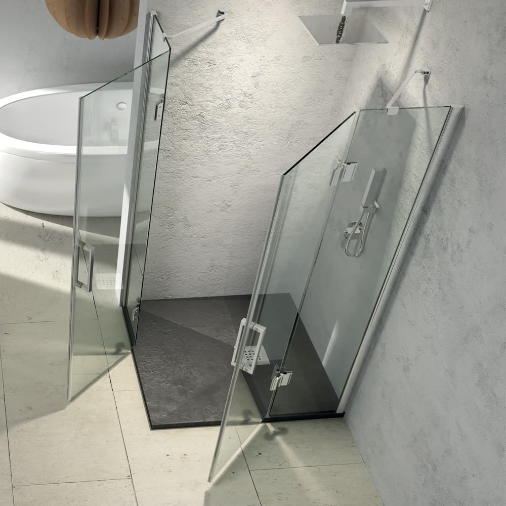Cabina doccia Angolare Giglio 2 Ante Cristallo 8 mm Trasparente 90x90x195h - 2