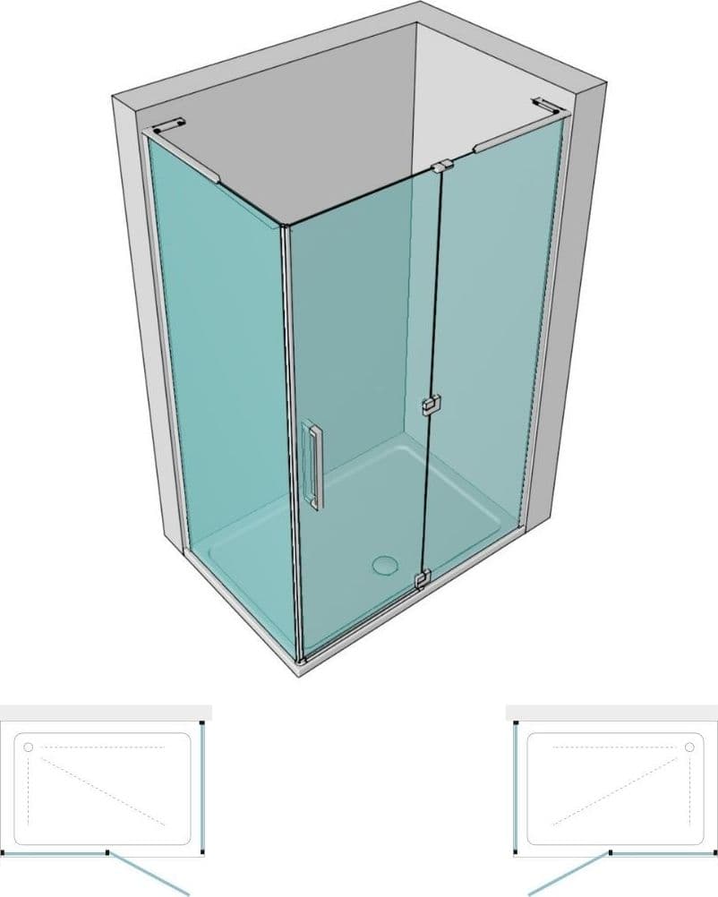 Cabina Angolare Anta Battente Sinistra Genziana Cristallo Trasparente 8 mm - 2