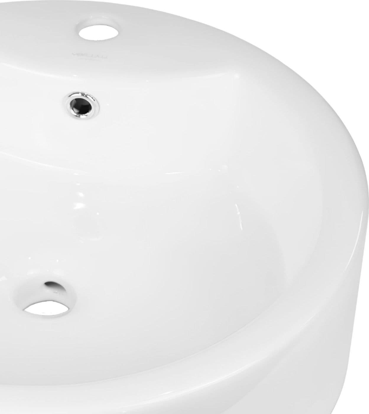 Lavabo Da Appoggio Ceramica Bianco Tondo Lavandino Arredo Bagno 49x49x15,5 Cm - 4