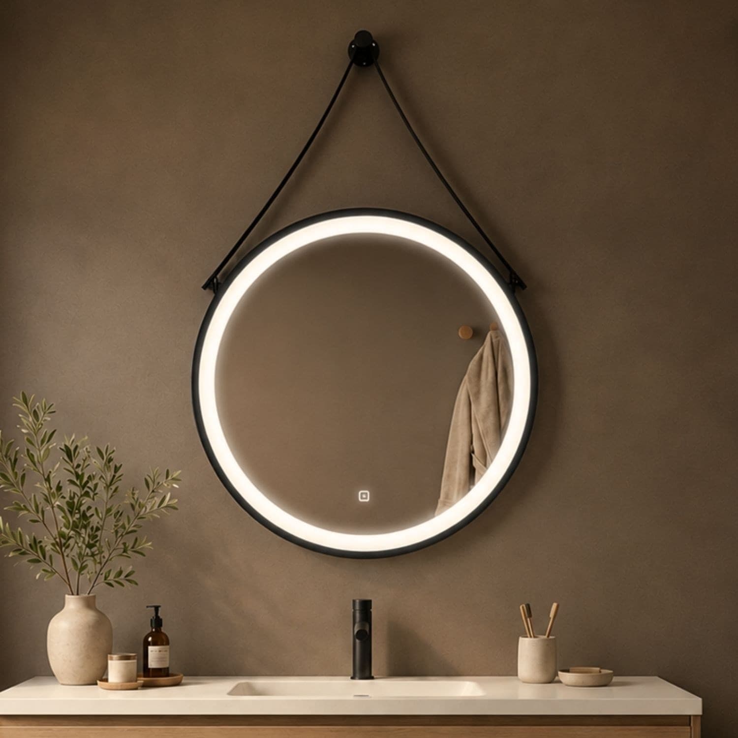 Specchio Tondo Retroilluminato Led Con Interruttore Touch - 31