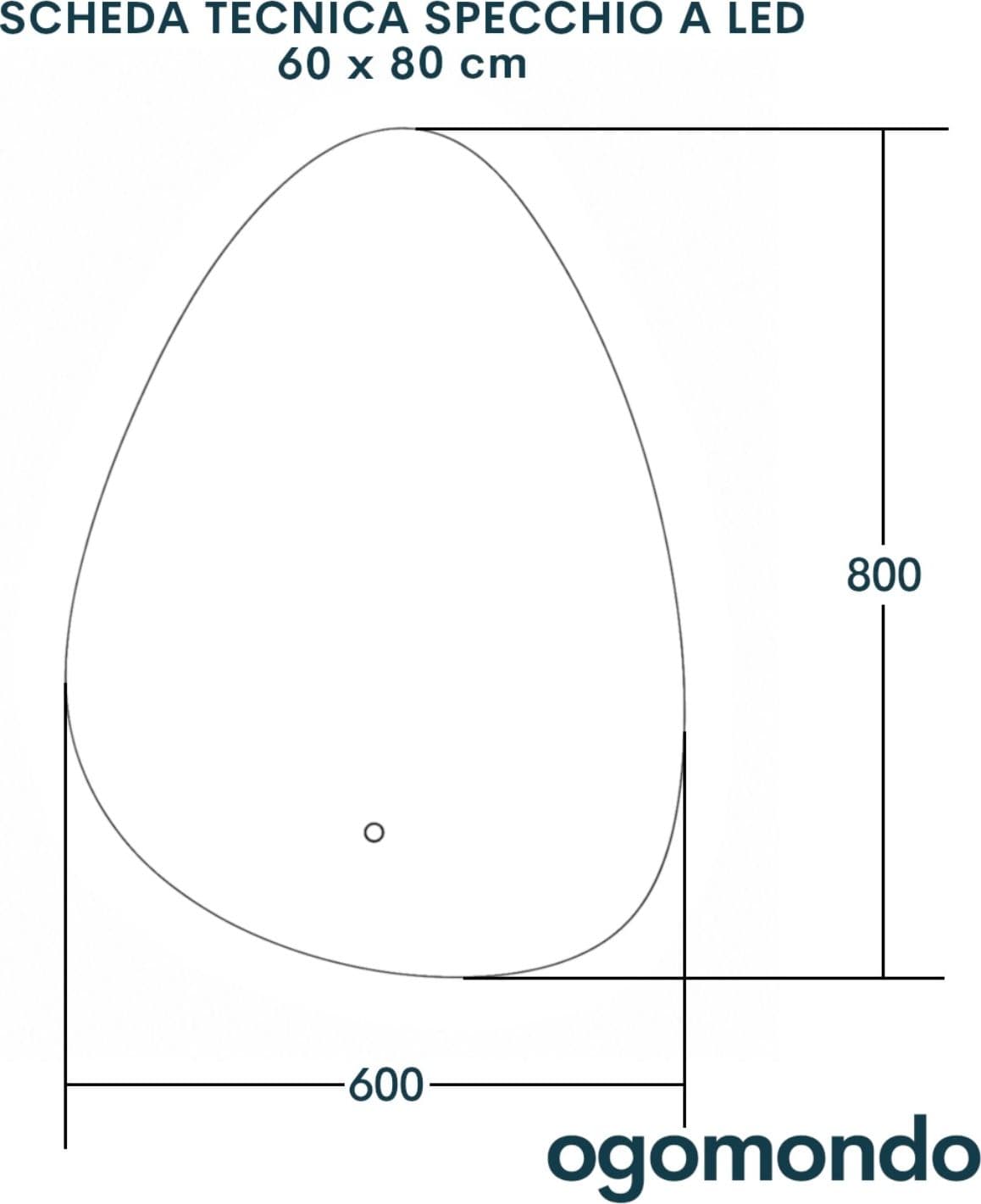 Specchio 5 mm a Goccia Retroilluminato Led Interruttore Touch PVC e MDF - 18