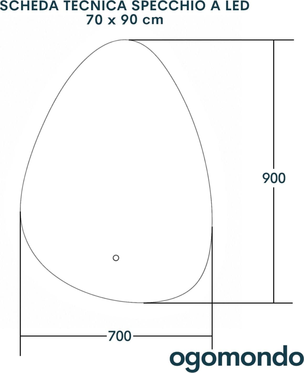 Specchio 5 mm a Goccia Retroilluminato Led Interruttore Touch PVC e MDF - 24