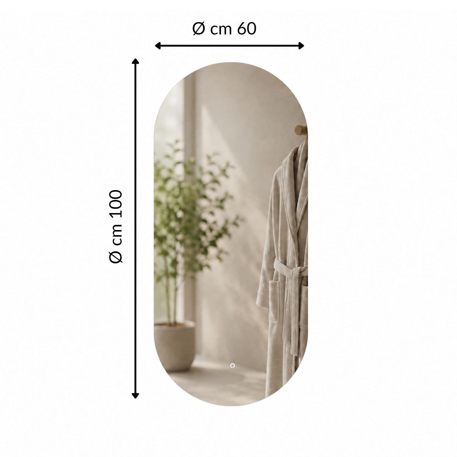 Specchio Ovale Retroilluminato A Led Con Interruttore Touch - 5