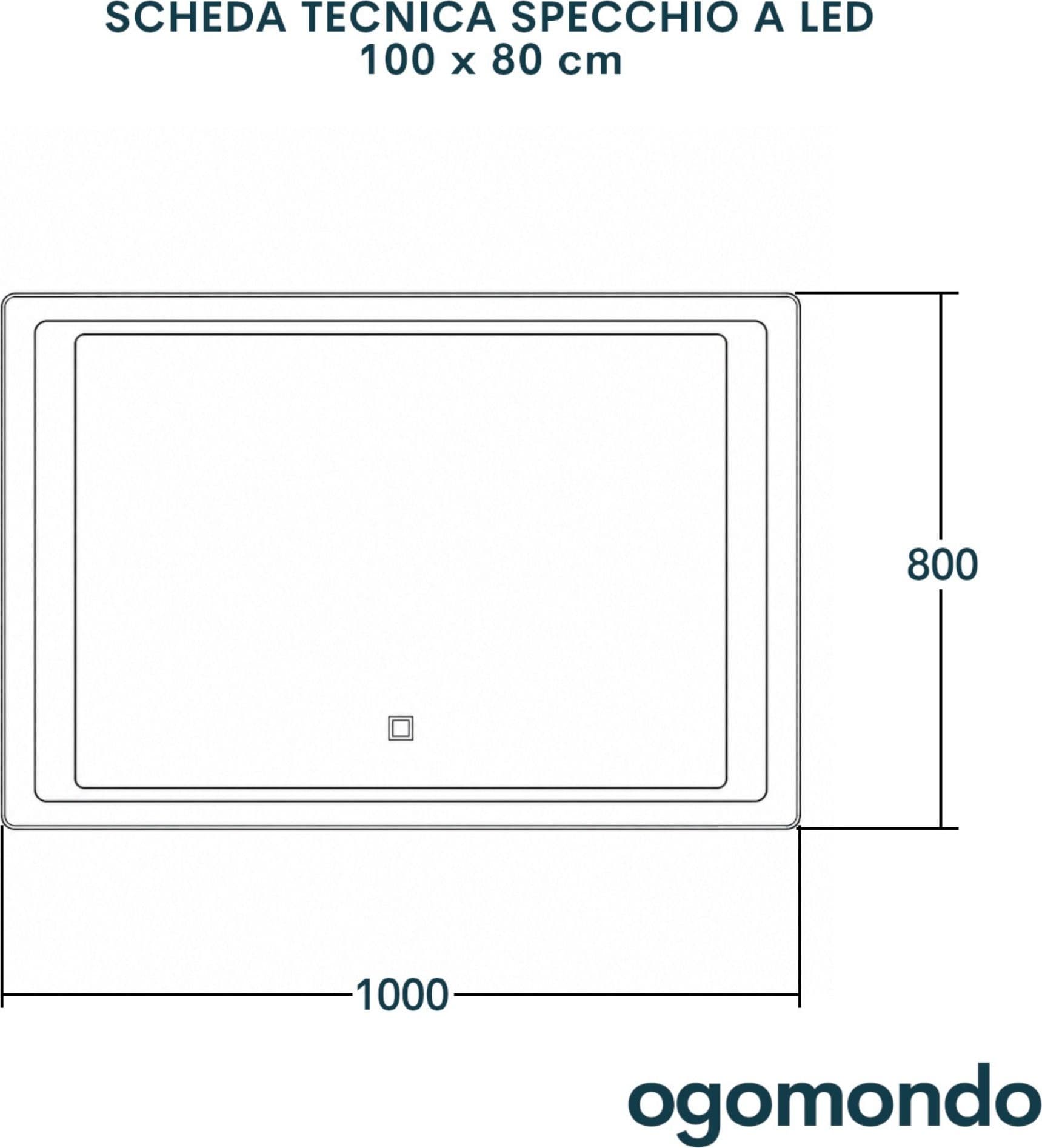 Specchio-5mm-Rettangolare-Smussato-Doppia-Cornice-Led-InterruttoreTouch