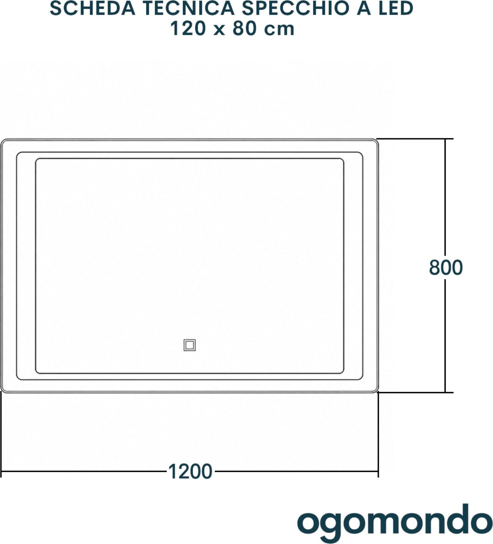 Specchio 5mm Rettangolare Smussato Doppia Cornice Led InterruttoreTouch - 24