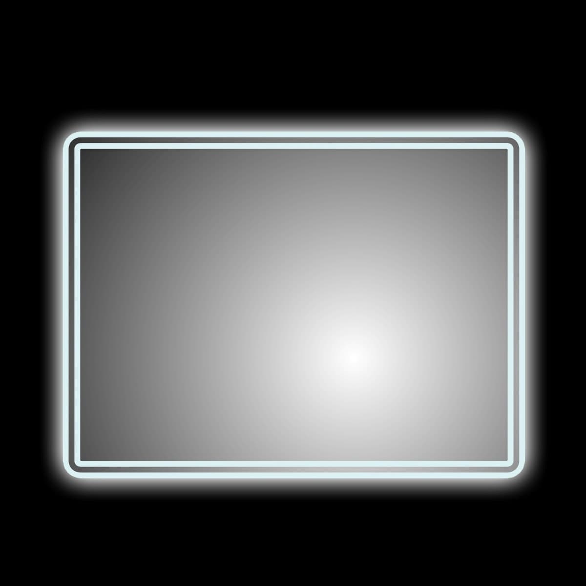 Specchio 5mm Rettangolare Smussato Doppia Cornice Led InterruttoreTouch - 25