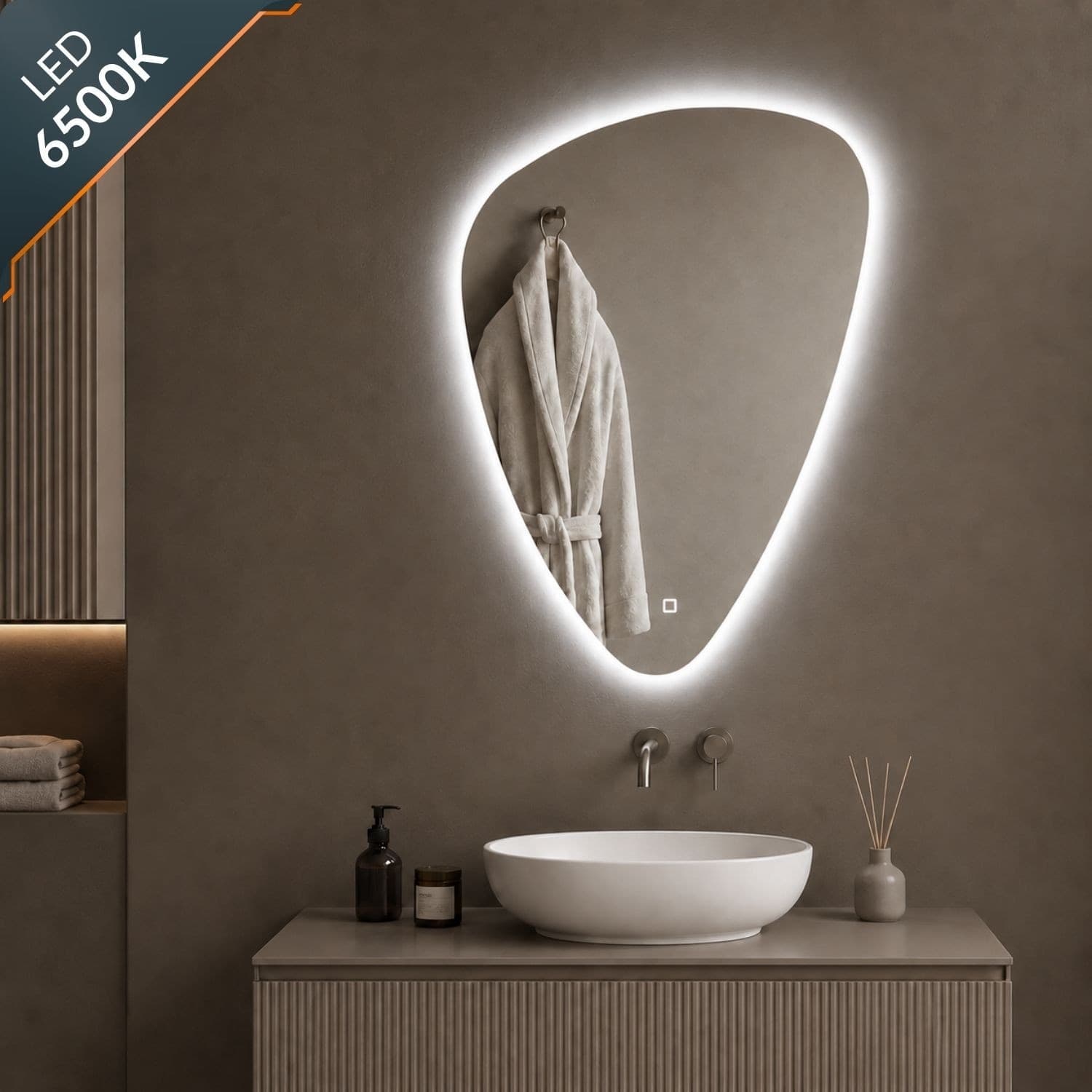 Specchio-5-mm-Triangolare-Stondato-Retroilluminato-Interruttore-Touch