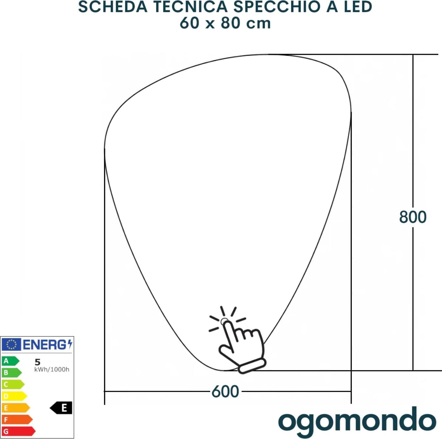 Specchio Triangolare Stondato Retroilluminato A Led In Pvc - 6
