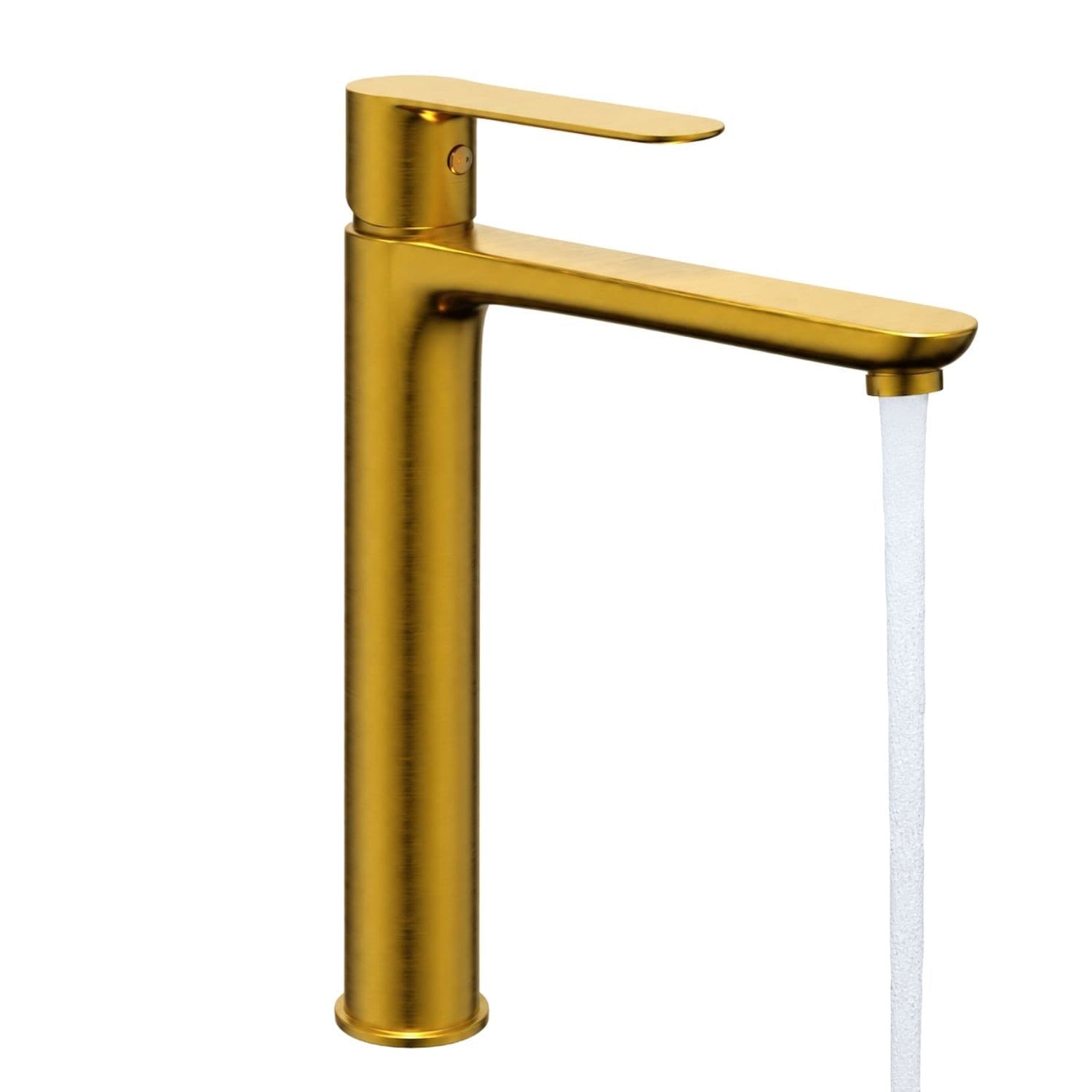 Miscelatore Rubinetto Oceania Lavabo Bocca Alta Ottone Oro Spazzolato - 2