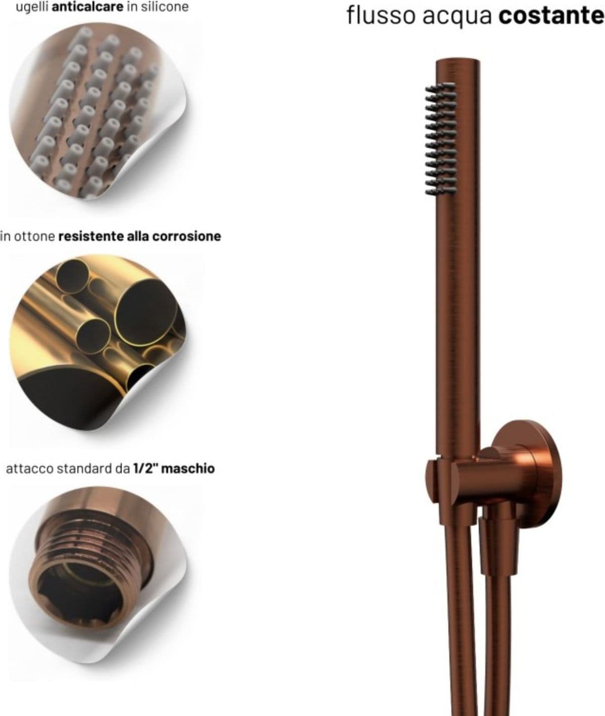 Set Per Doccia Soffione Tondo In Acciaio Inox 250 Millimetri - 5