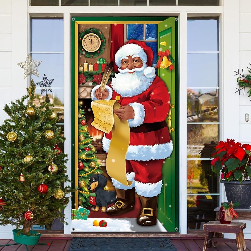 COPRI PORTA NATALIZIO CON ELASTICO DECORAZIONI SFONDI ADDOBBI NATALE 90X210 CM - 12
