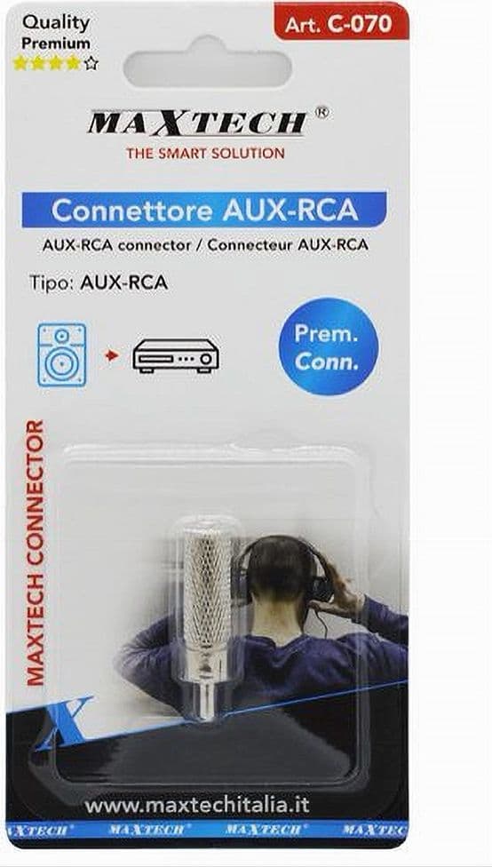 CONNETTORE ADATTATORE AUDIO STEREO PRESA AUX DA 3,5 MM FEMMINA A SPINA RCA C-070 - 2