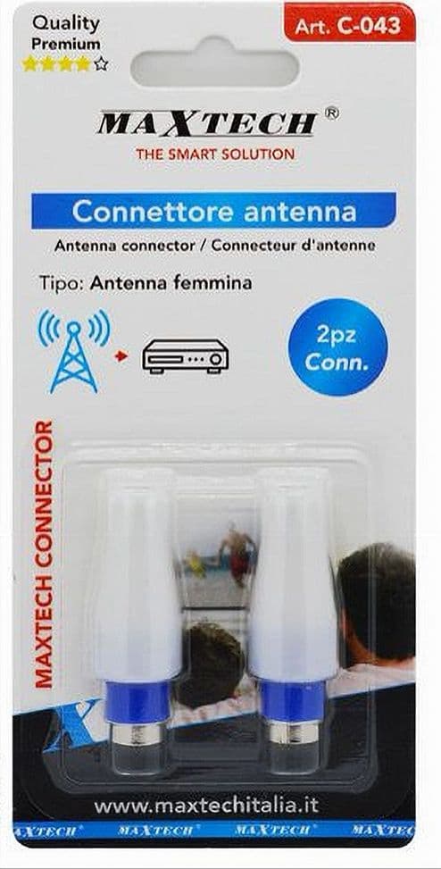 SET 2PZ CONNETTORE SPINOTTO CAVO SPINA ANTENNA A SPINA FEMMINA TELEVISIONE C-043 - 2