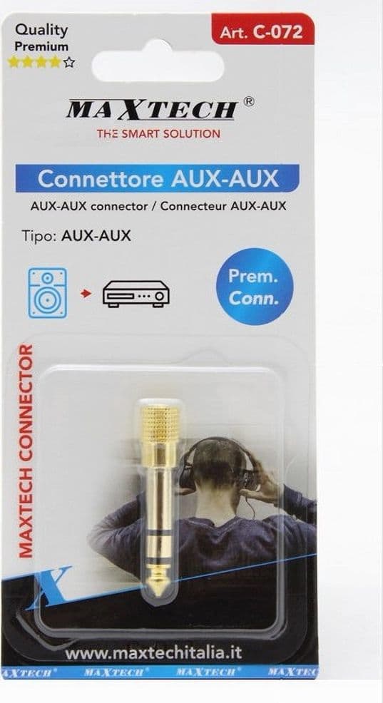 CONNETTORE AUX ADATTATORE SPINA MASCHIO 6.35MM A PRESA FEMMINA 3.5MM STEREO C-072 - 2
