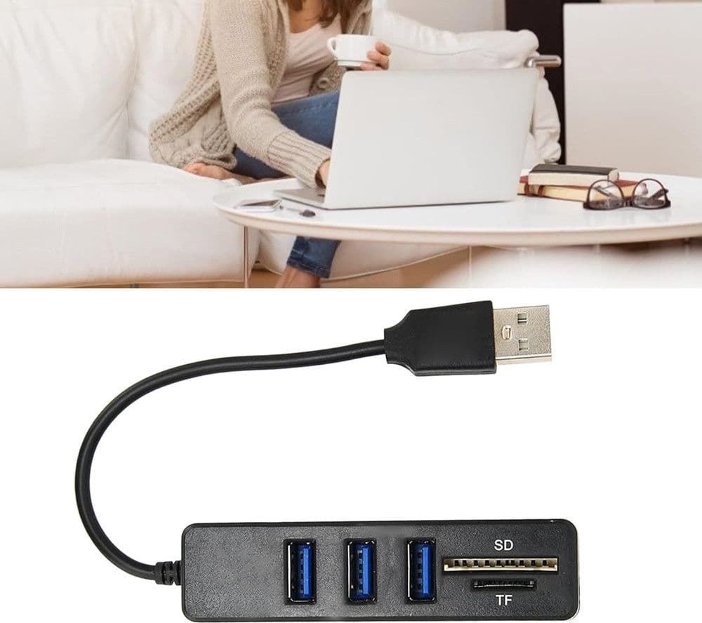 HUB 3 PORTE USB 2.0 + LETTORE DI SCHEDE MEMORIA MICRO SD/SD DATI RICARICA HUB-01 - 3