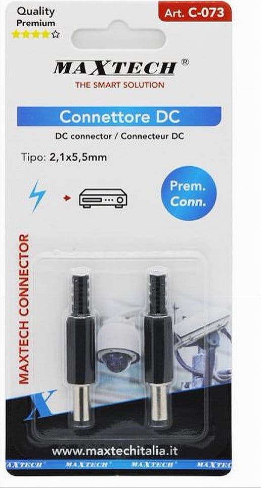 SET 2PZ CONNETTORE SPINA ALIMENTAZIONE DC 2,1X5,5MM DRITTO PER TELECAMERA C-073 - 2