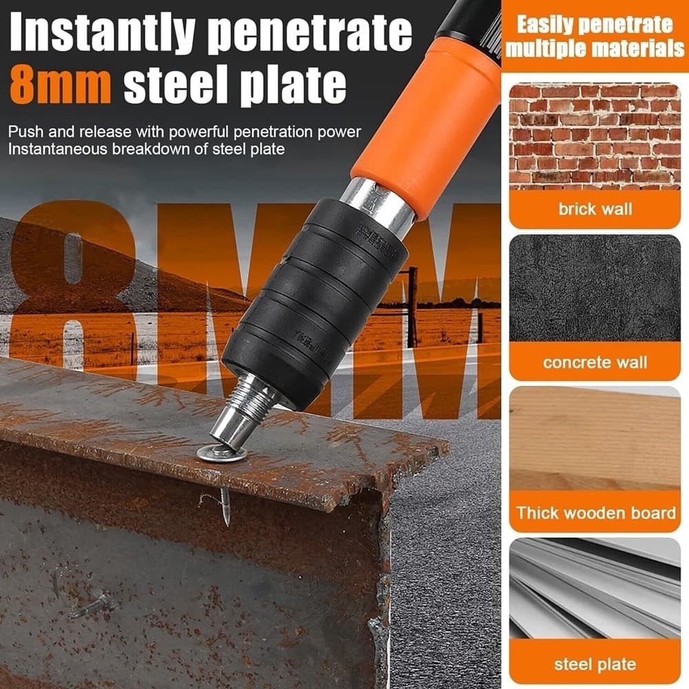 MINI PISTOLA SPARACHIODI MANUALE CON 10 CHIODI PORTATILE SILENZIATORE REGOLABILE - 9