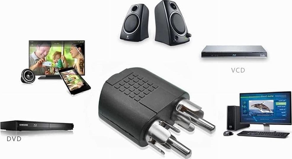CONNETTORE ADATTATORE CONVERTITORE STEREO 2 RCA MASCHIO AD AUX3.5MM FEMMINA C-090 - 3
