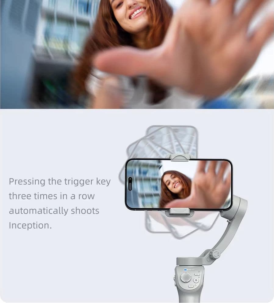 STABILIZZATORE VIDEO SMARTPHONE CELLULARE GIMBAL A 3 ASSI CON LUCE BLUETOOTH APP - 11