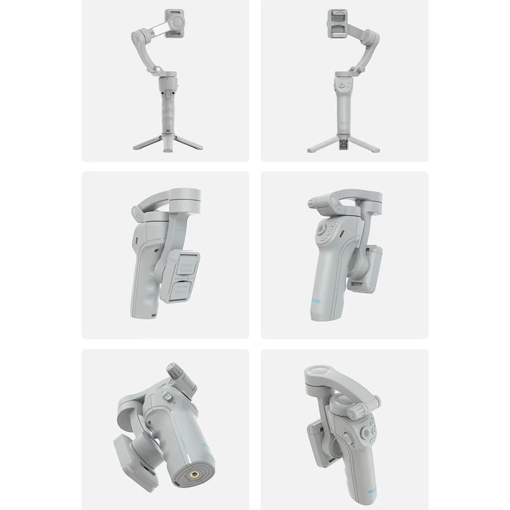 STABILIZZATORE VIDEO SMARTPHONE CELLULARE GIMBAL A 3 ASSI CON LUCE BLUETOOTH APP - 14
