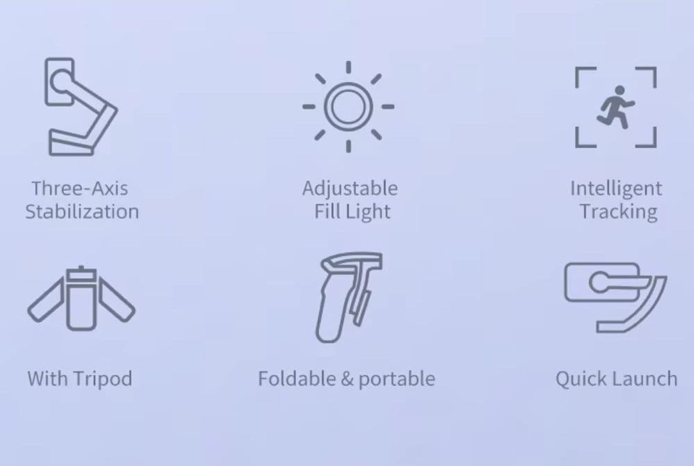 STABILIZZATORE VIDEO SMARTPHONE CELLULARE GIMBAL A 3 ASSI CON LUCE BLUETOOTH APP - 15