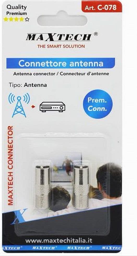CONNETTORE ANTENNA SATELLITARE ADATTATORE COLLEGAMENTO CAVO COASSIALE TV C-078 - 2