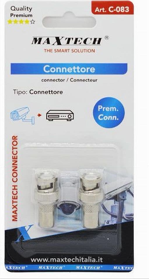 2PZ CONNETTORE BNC MASCHIO AD ANTENNA MASCHIO ADATTATORE VIDEOSORVEGLIANZA C-083 - 2