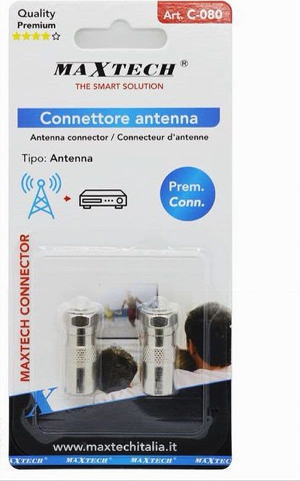 CONNETTORE ANTENNA TV SATELLITARE F MASCHIO A FEMMINA ADATTATORE COASSIALE C-080 - 2