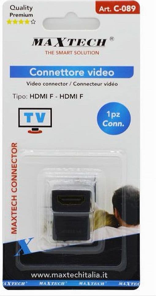 CONNETTORE ADATTATORE PROLUNGA VIDEO PER TV HDMI FEMMINA A HDMI FEMMINA 90° C-089 - 2