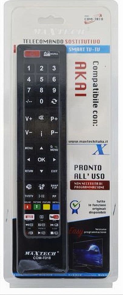 TELECOMANDO UNIVERSALE SOSTITUTIVO COMPATIBILE CON TV AKAI PRONTO USO COM-T018 - 2