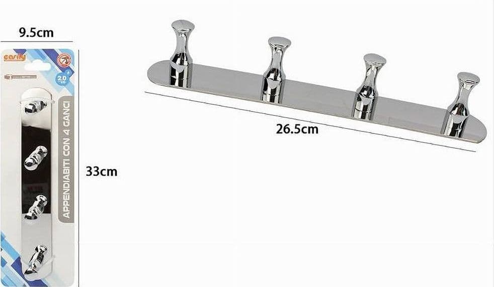 APPENDIABITI CON 4 GANCI PER ACCAPPATOIO BAGNO CASA A PARETE CONTEMPORANEO 59748 - 2