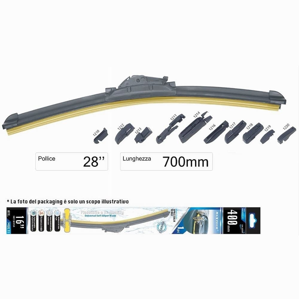 TERGICRISTALLO MULTI ATTACCO PER AUTO UNIVERSALE 28” / 700MM SPAZZOLA TER-UNV016 - 3
