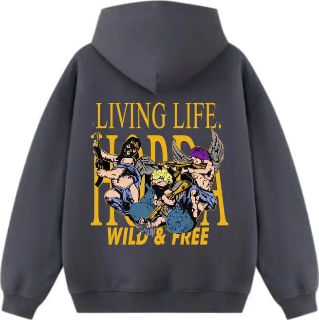 Felpa Wild and Free Boxy Fit 100% Cotone Nera - 6