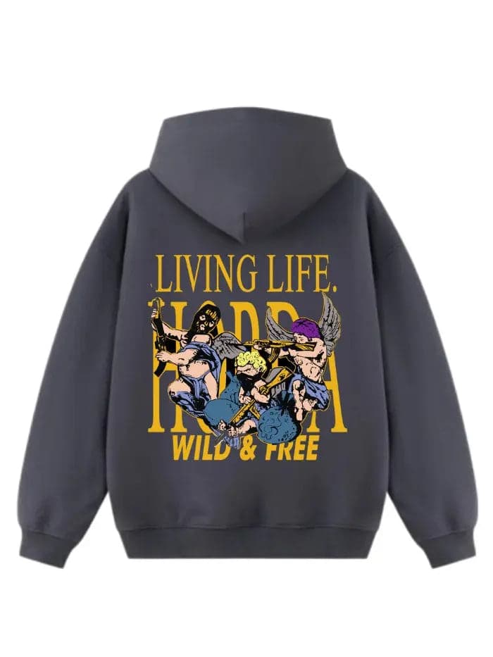 Felpa Wild and Free Boxy Fit 100% Cotone Nera - 5