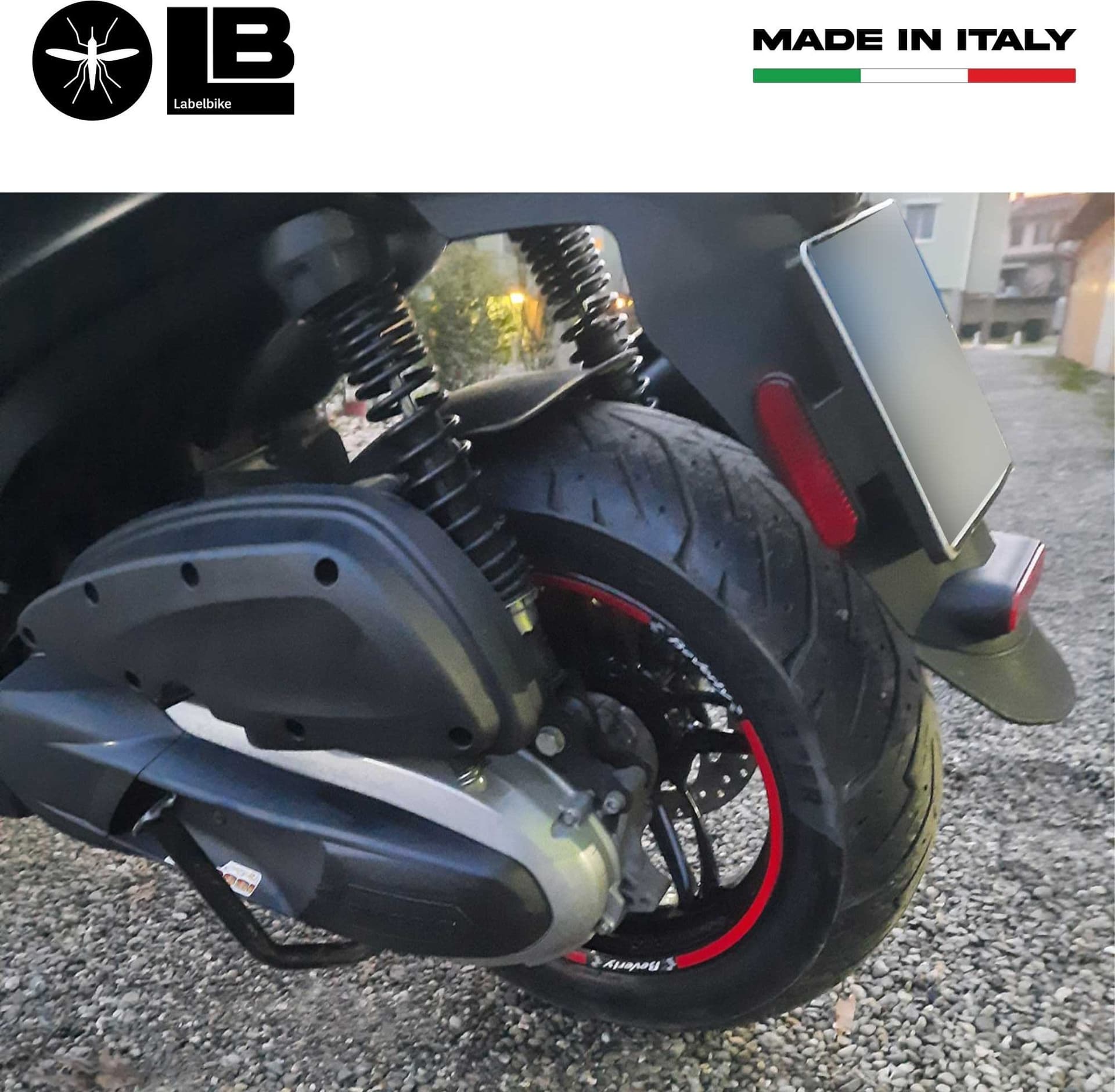 KIT STRISCE ADESIVE CERCHI compatibili per SCOOTER PIAGGIO BEVERLY Rosse-Bianche - 8
