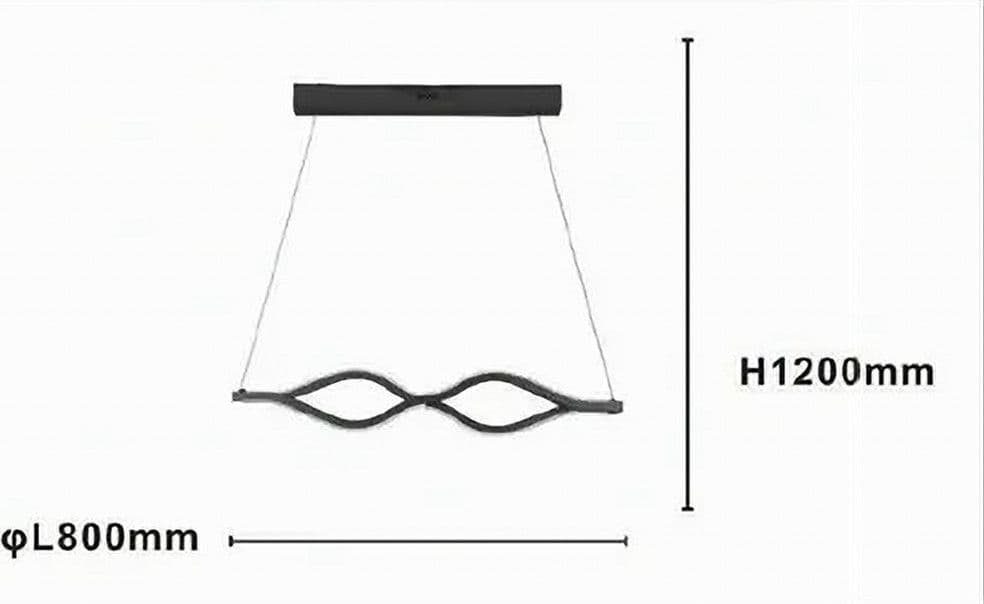 LAMPADARIO A SOSPENSIONE LED 58 WATT ONDA INFINITO CRISTALLO ONDULATO NERO 32132 - 3