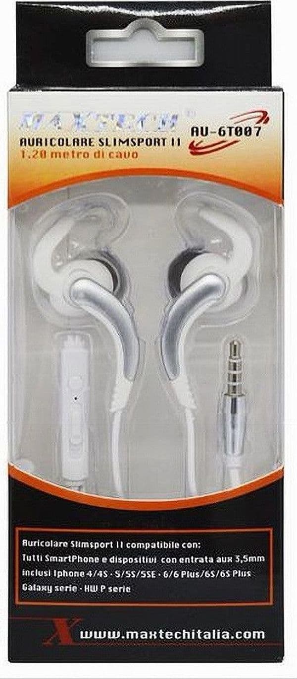 AURICOLARI CON CAVO 1.2MT CUFFIE AUX3.5MM ORECCHIO MICROFONO SMARTPHONE AU-6T007 - 6