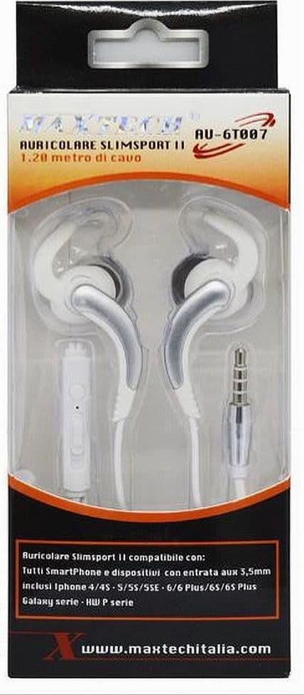 AURICOLARI CON CAVO 1.2MT CUFFIE AUX3.5MM ORECCHIO MICROFONO SMARTPHONE AU-6T007 - 6