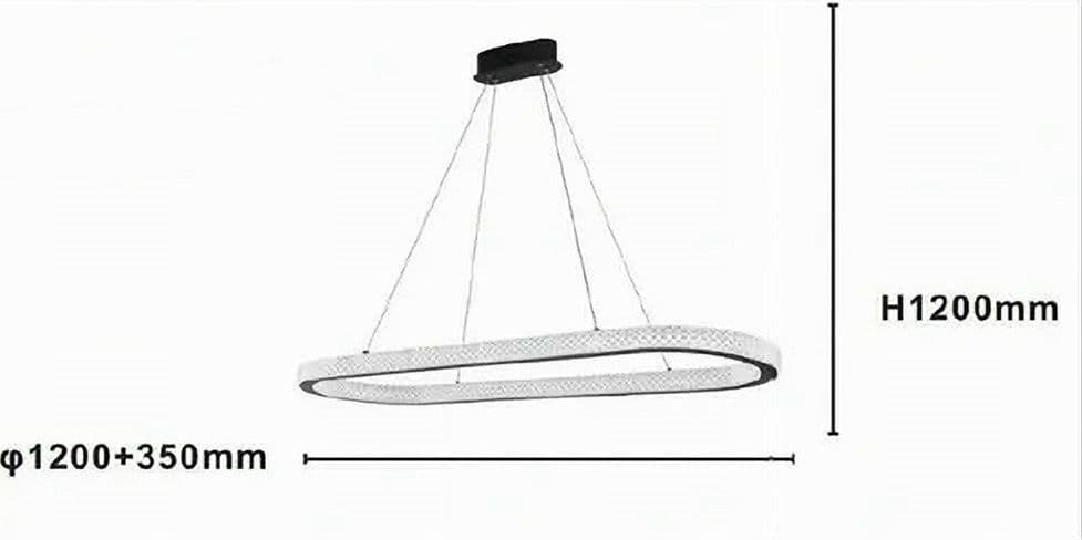 LAMPADARIO A SOSPENSIONE LED 92 W OVALE LAMPADA ORIZZONTALE CRISTALLO NERO 31999 - 3