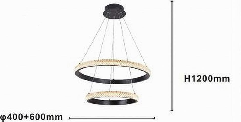 LAMPADARIO SOSPENSIONE LED 60 W 2 CERCHI ANELLI CRISTALLO TELECOMANDO NERO 31968 - 4