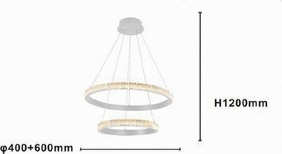 LAMPADARIO SOSPENSIONE LED 60 W 2 CERCHI ANELLI CRISTALLO TELECOMANDO BIANCO 31951 - 4