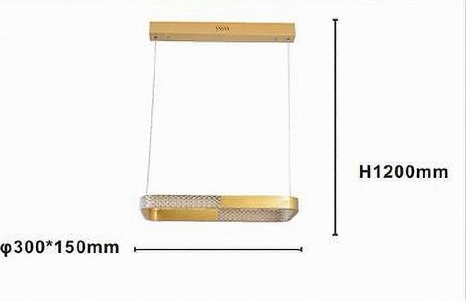 LAMPADARIO A SOSPENSIONE LED 18W RETTANGOLARE ORO CRISTALLO CON TELECOMANDO 32026 - 3