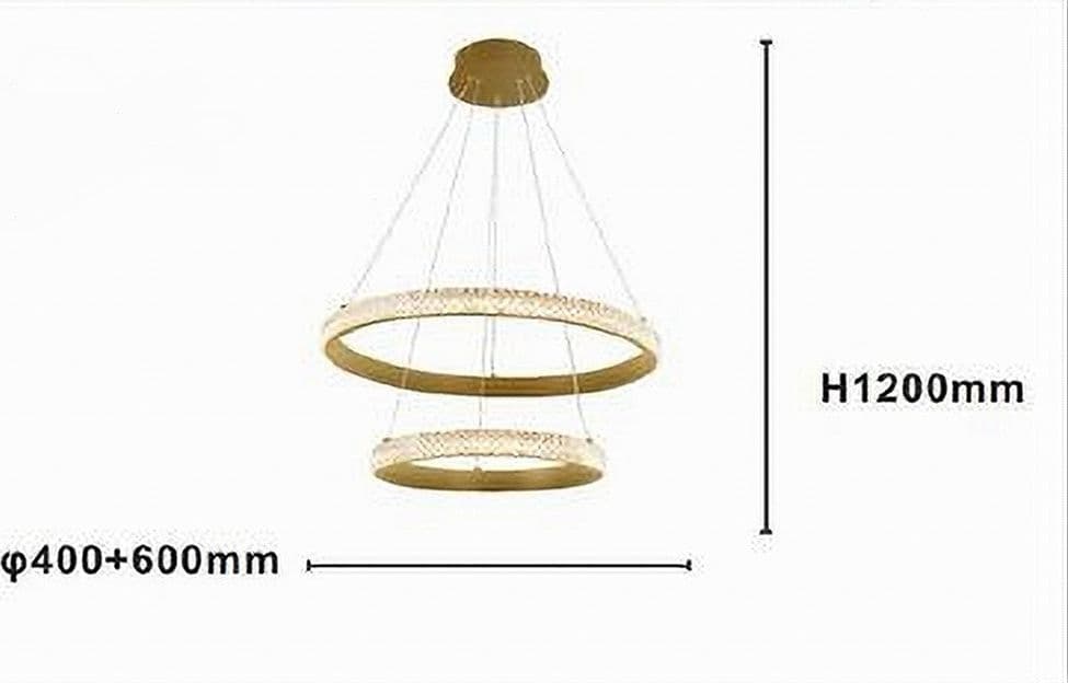 LAMPADARIO A SOSPENSIONE LED 60W 2 CERCHI ANELLI CRISTALLO TELECOMANDO ORO 31975 - 4