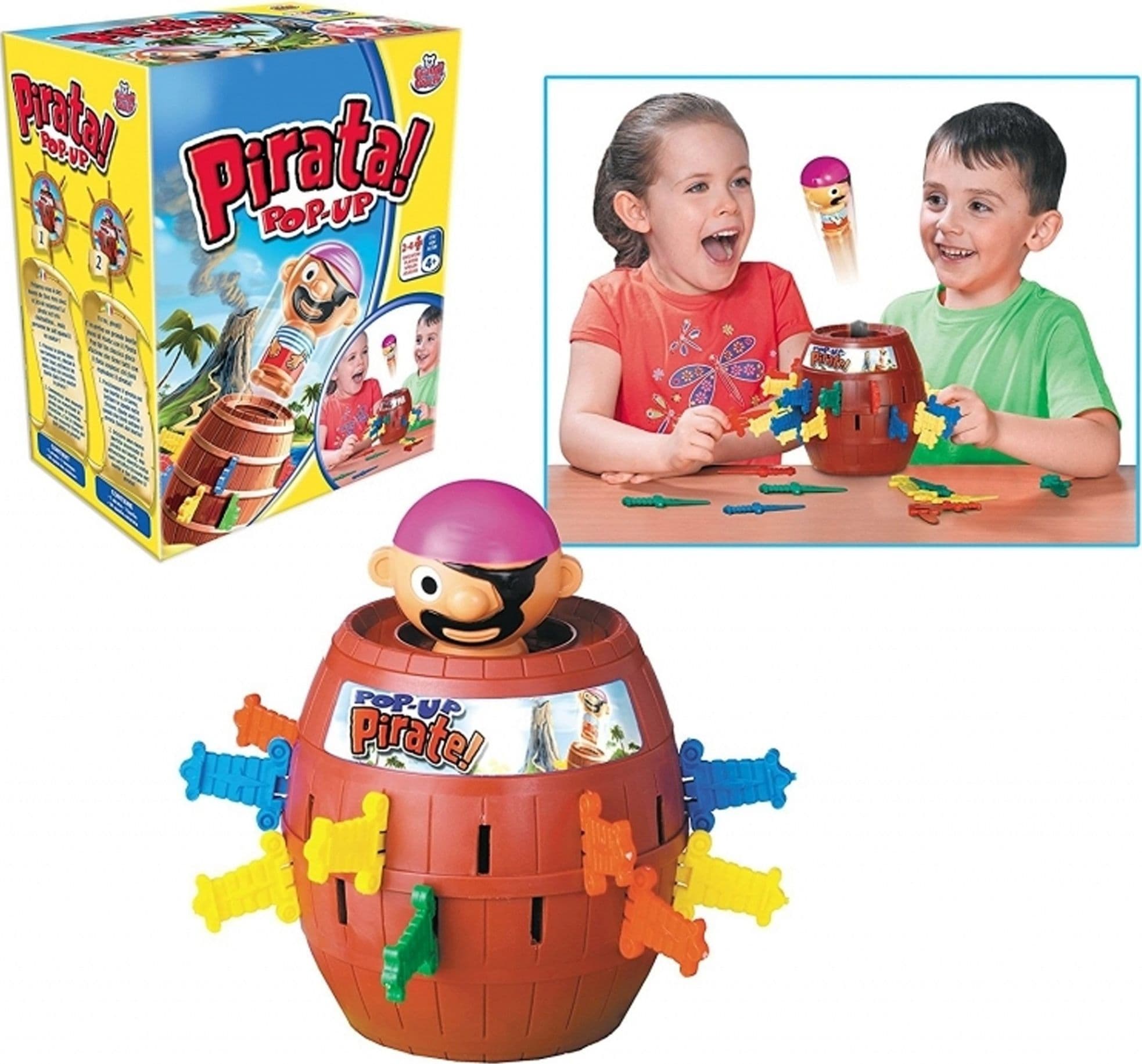 GIOCO PIRATA BARILE POP UP CORSARO NERO SPADE PROBABILITÀ 2-4 GIOCATORI BAMBINI