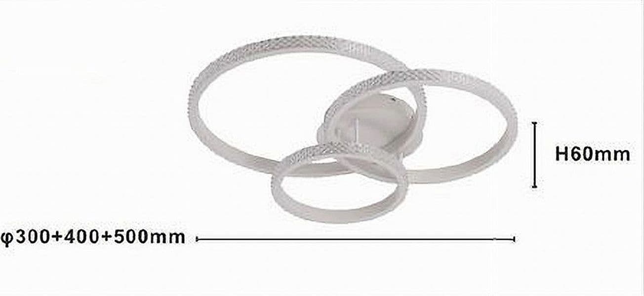 PLAFONIERA LED 72W 3 CERCHI EFFETTO CRISTALLO CON TELECOMANDO ANELLI BIANCO 31807 - 3