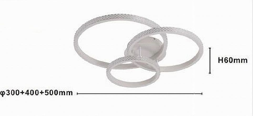 PLAFONIERA LED 72W 3 CERCHI EFFETTO CRISTALLO CON TELECOMANDO ANELLI BIANCO 31807 - 3