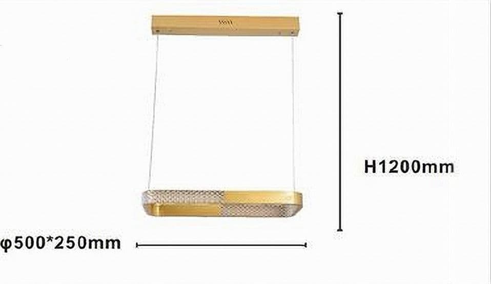 LAMPADARIO A SOSPENSIONE LED 28W RETTANGOLARE ORO CRISTALLO CON TELECOMANDO 32088 - 3